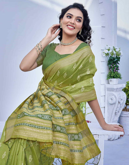 Green Silk Weaving Banarasi Saree