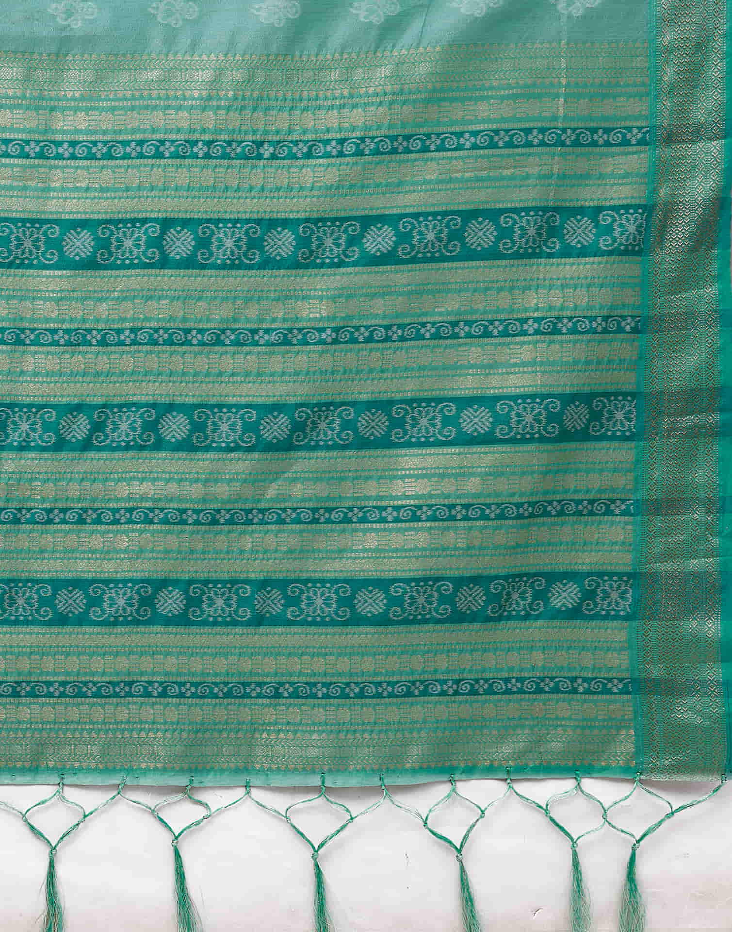 Turquoise Silk Weaving Banarasi Saree