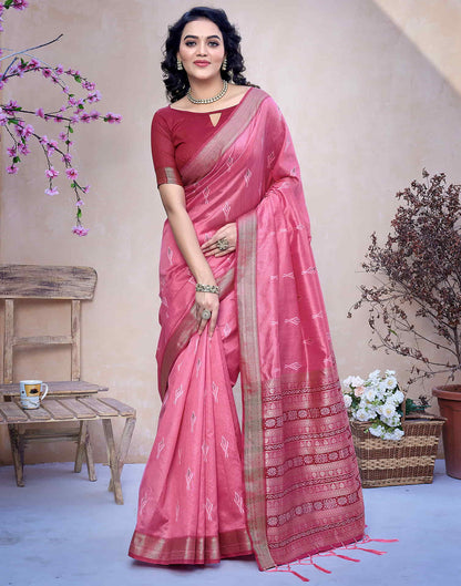 Pink Silk Weaving Banarasi Saree