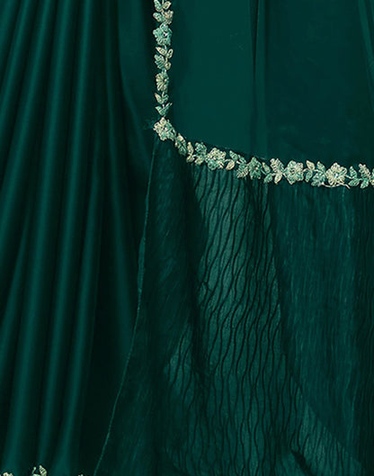 Rama Green Silk Zardosi Work Embellished Saree