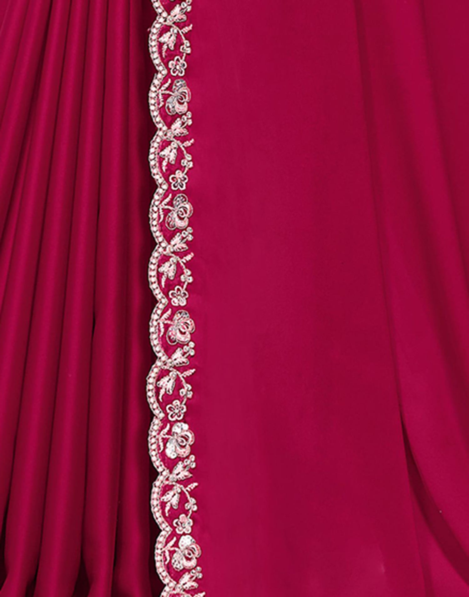 Rani Pink Silk Zardosi Work Embellished Saree