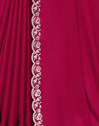 Rani Pink Silk Zardosi Work Embellished Saree