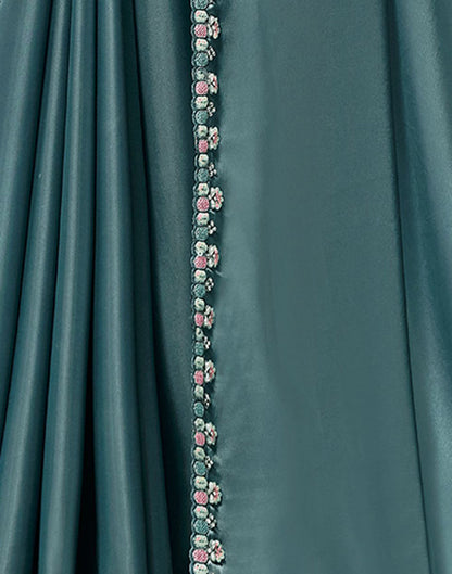 Casal Blue Silk Sequence Embellished Saree