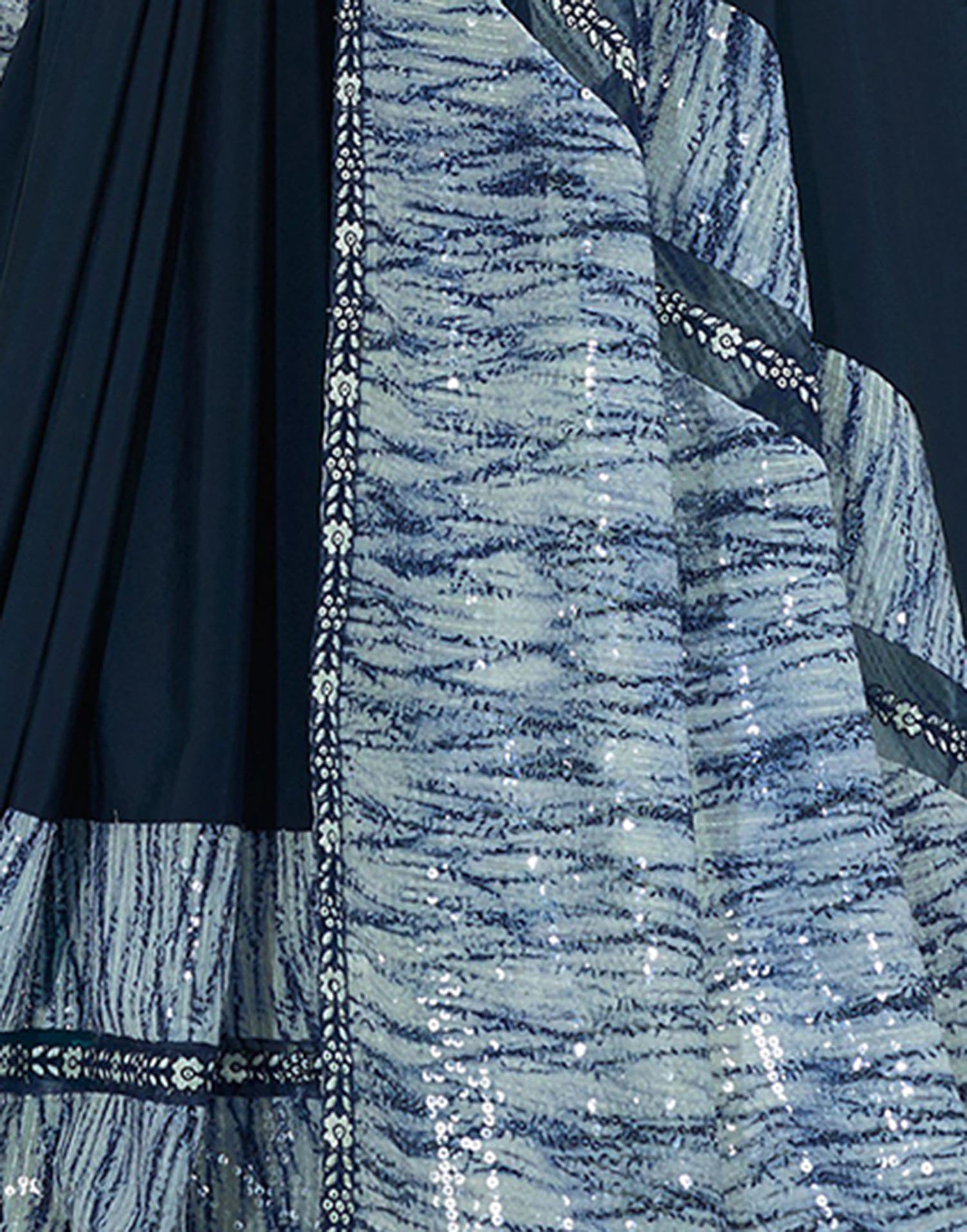 Dark Rama Blue Polyester  Sequence Embellished Saree