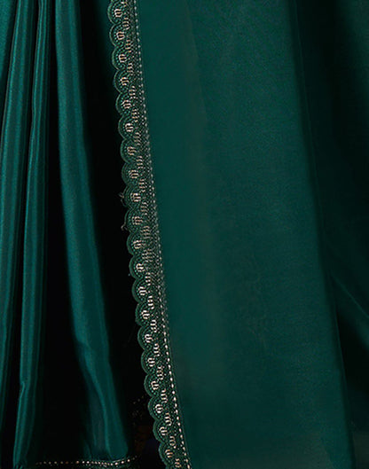 Bottle Green Polyester  Lace Embellished Saree