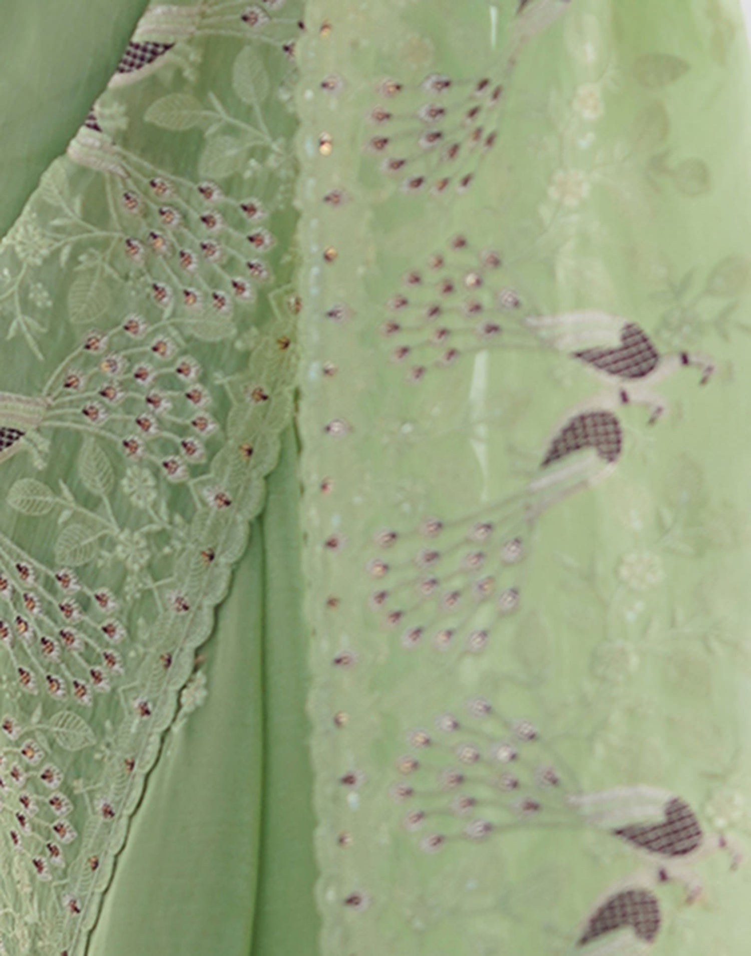 Olive Green Silk Embroidery Saree