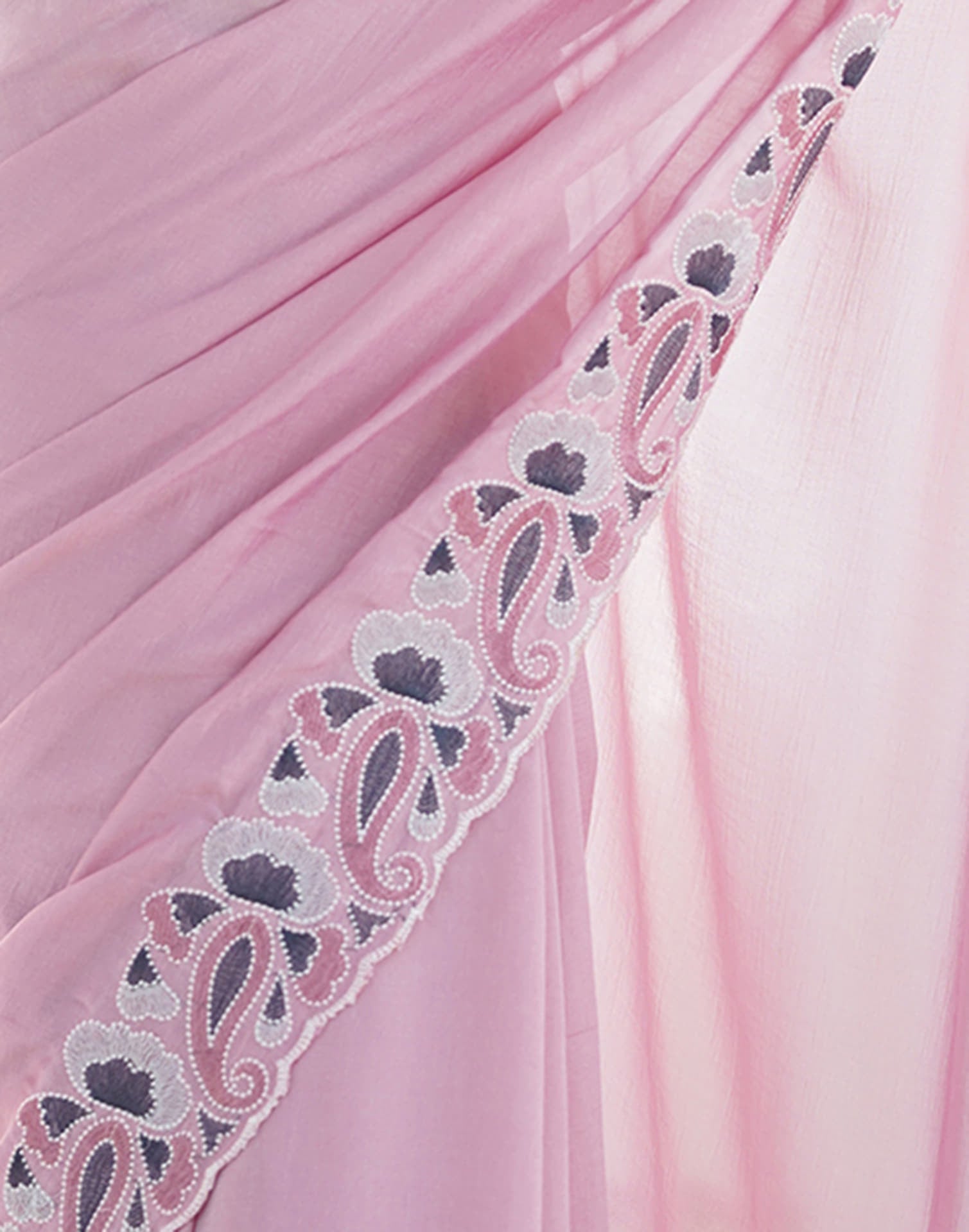 Pink Silk Embroidery Saree