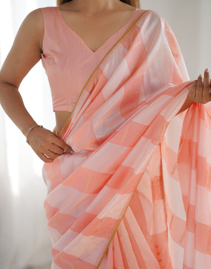 Peach Silk Weaving Woven Saree