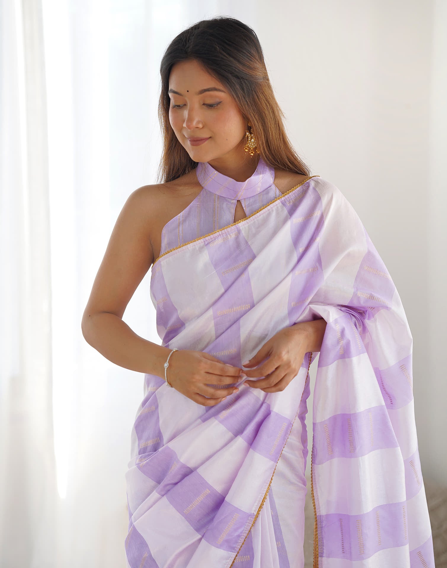 Lavender Silk Woven Saree