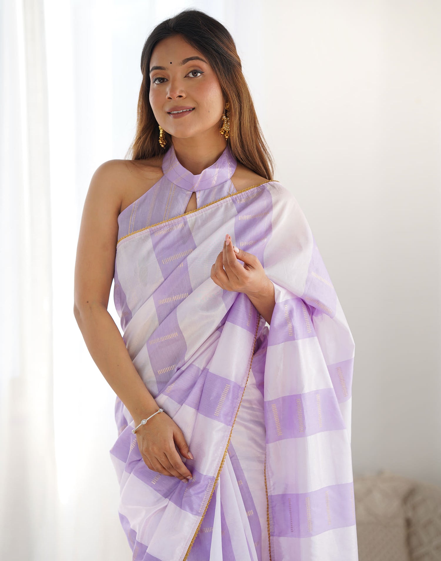 Lavender Silk Woven Saree