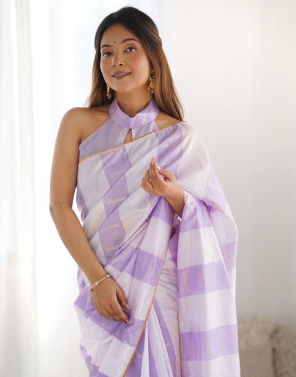 Lavender Silk Weaving Woven Saree