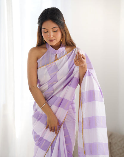 Lavender Silk Weaving Woven Saree