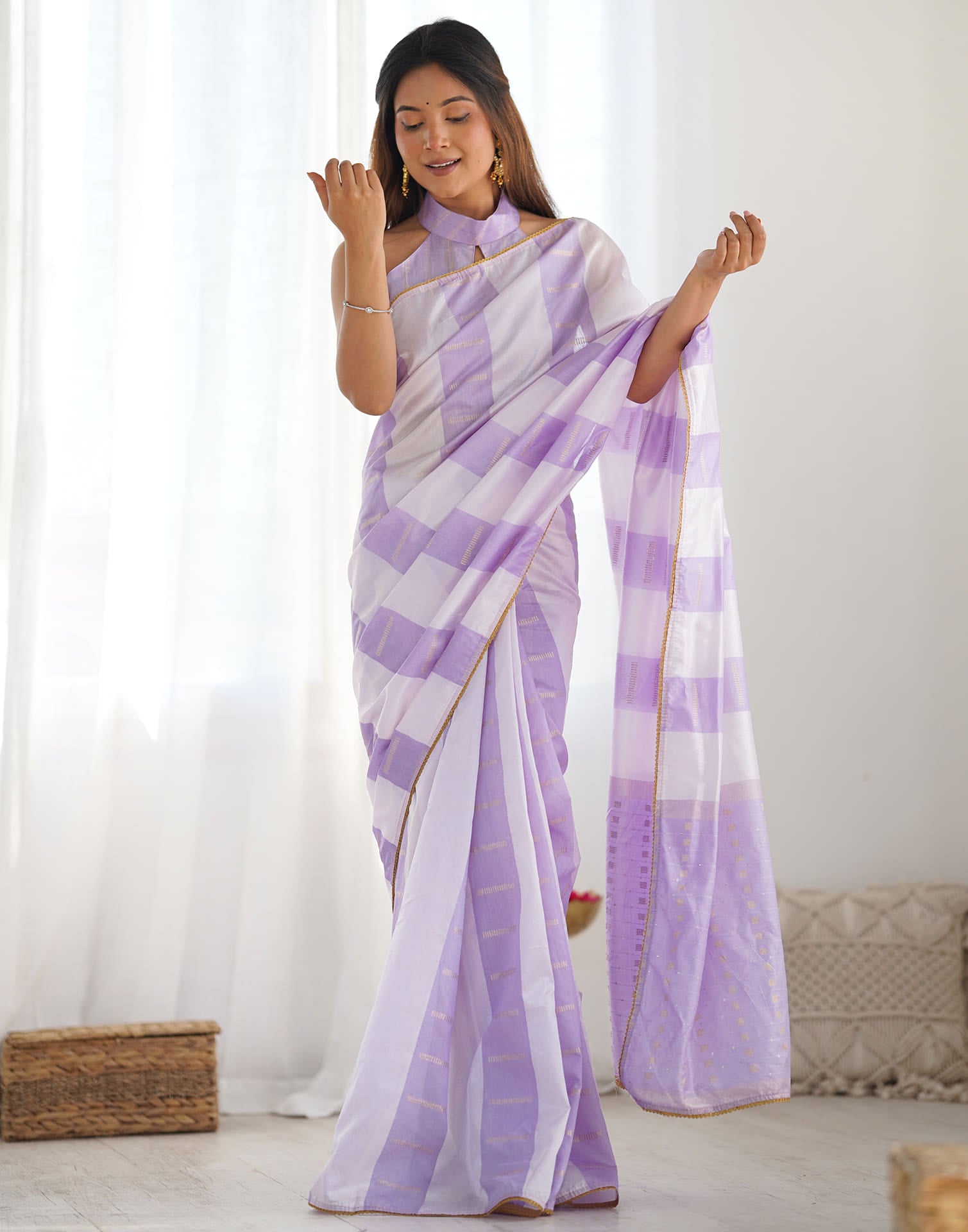 Lavender Silk Woven Saree