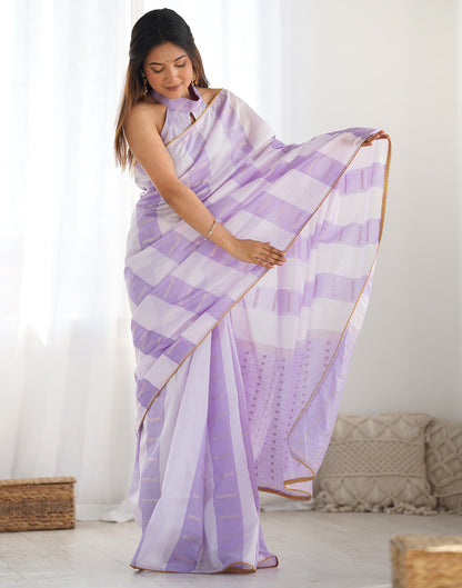 Lavender Silk Weaving Woven Saree