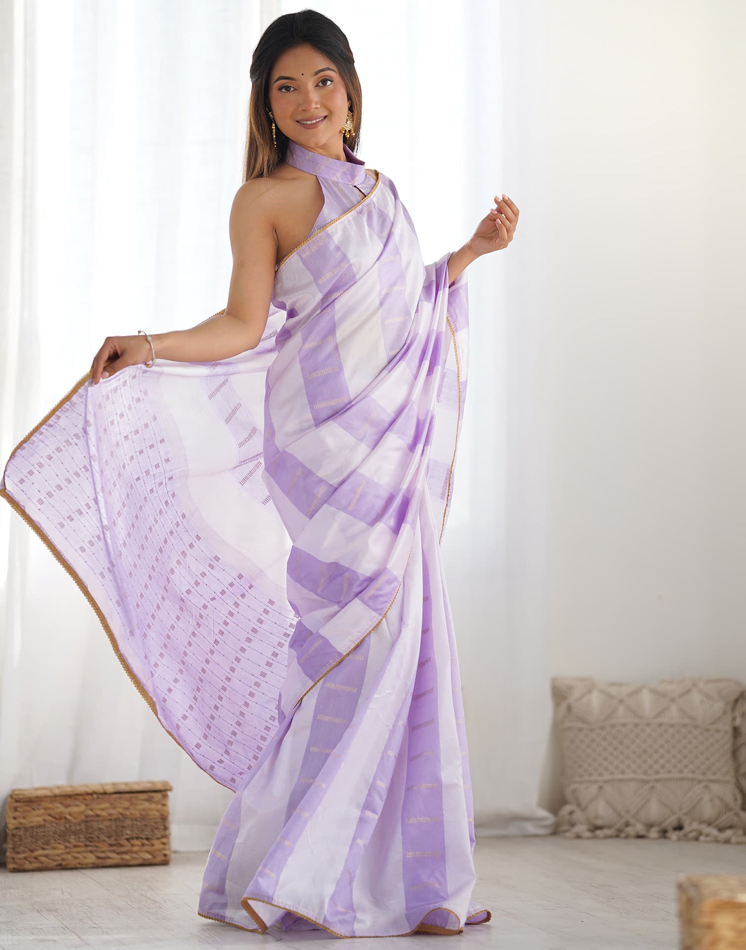 Lavender Silk Woven Saree