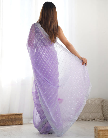 Lavender Shimmer Embroidery Sequence Saree