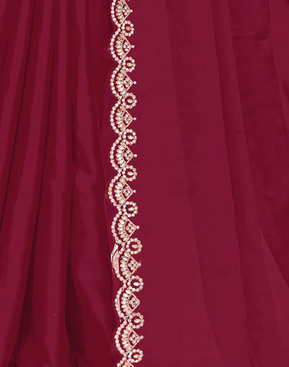 Dark Red Silk Sequence Embellished Saree