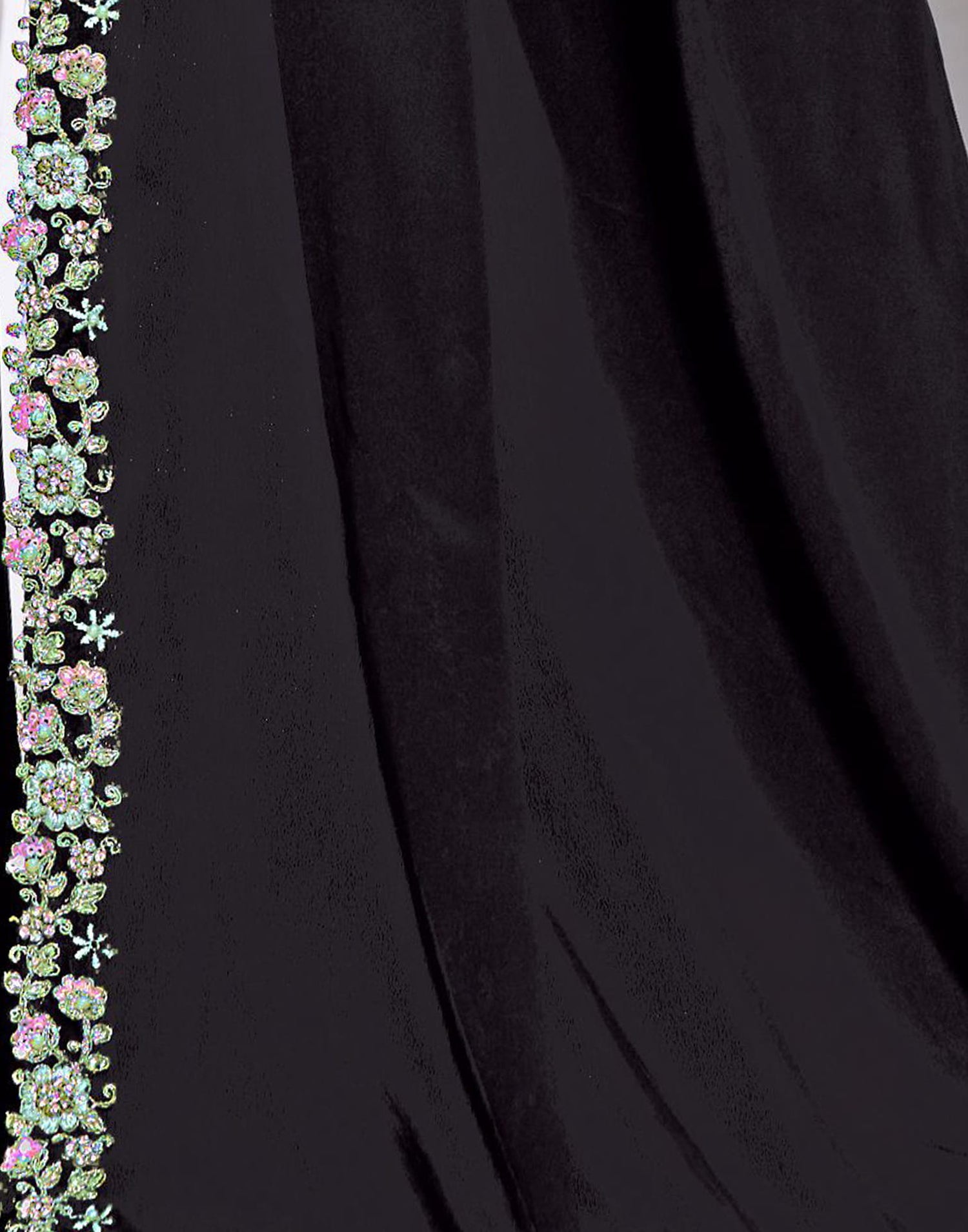 Black Silk Sequence Embellished Saree