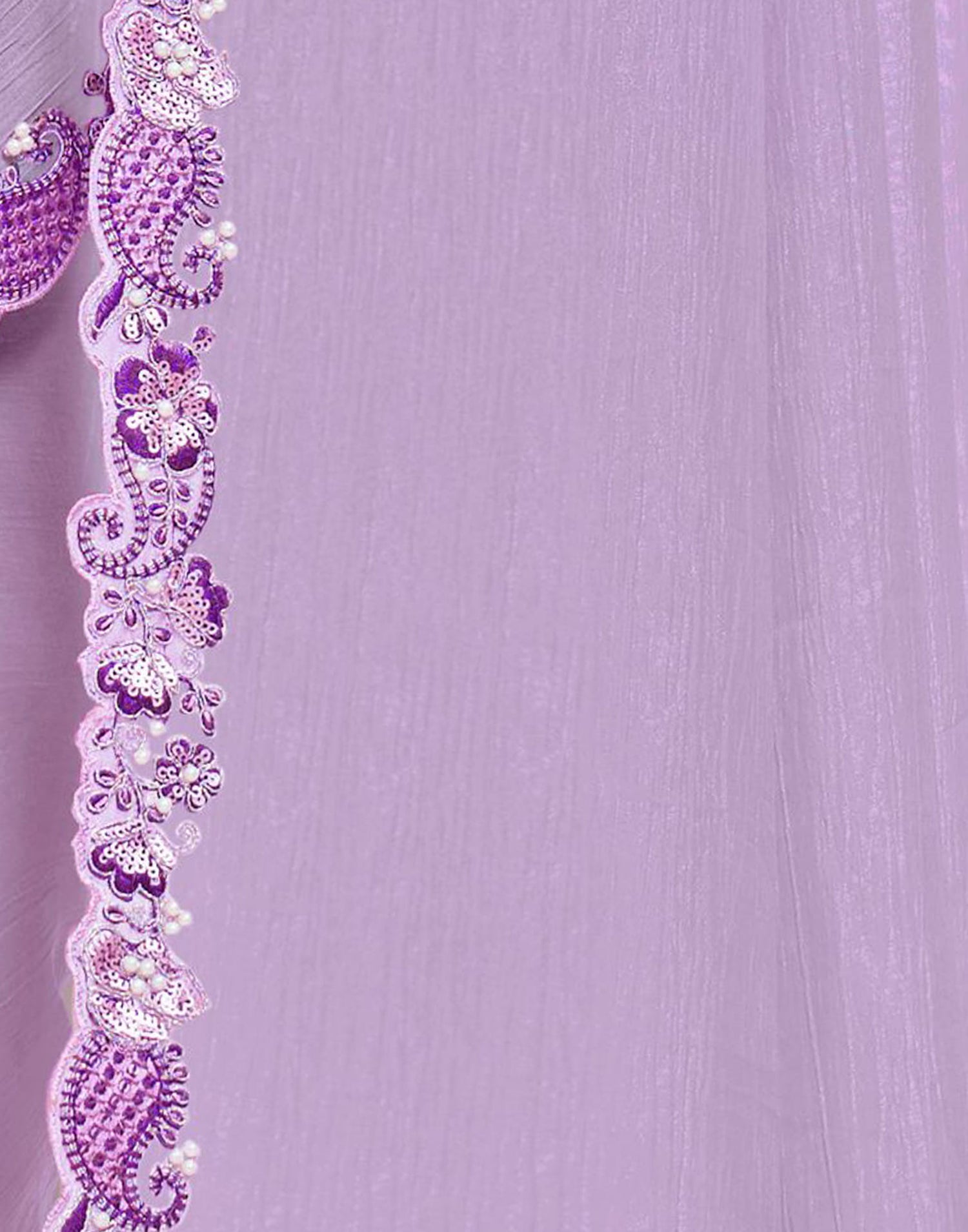 Lavender Silk Pearl Work Embellished Saree