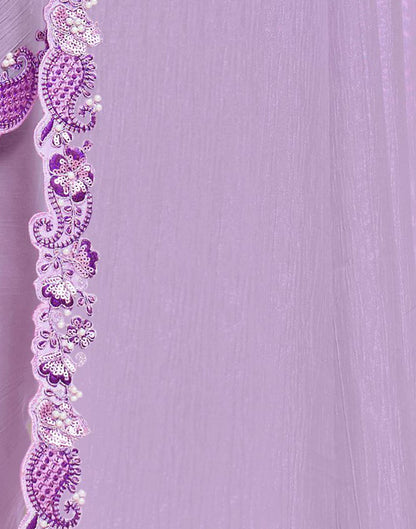 Lavender Silk Pearl Work Embellished Saree