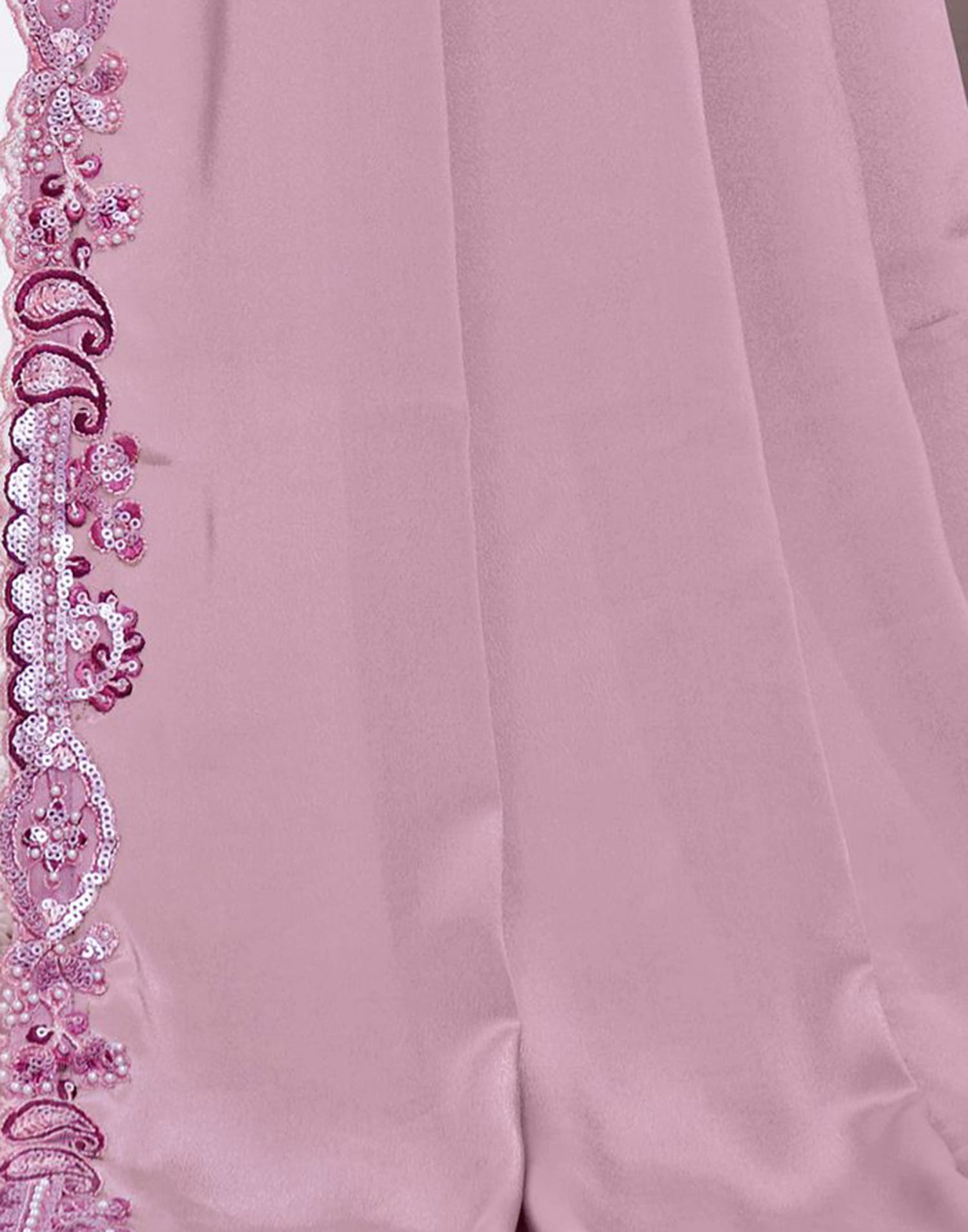 Mauve Silk Pearl Work Embellished Saree