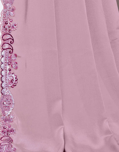 Mauve Silk Pearl Work Embellished Saree