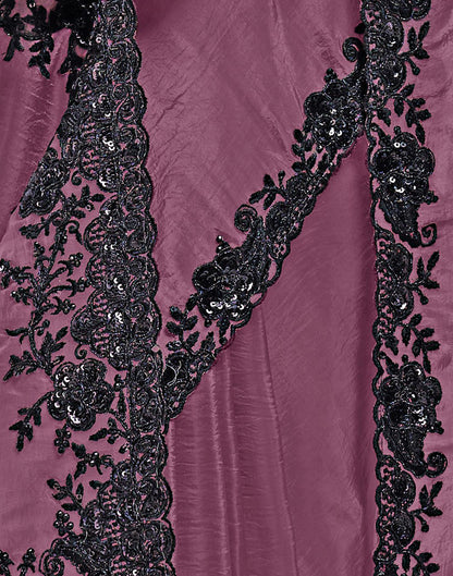 Dark Mauve Silk Sequence Embellished Saree