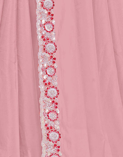Light Peach Silk Sequence Embellished Saree