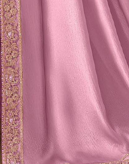 Pink Satin Sequence Embellished Saree