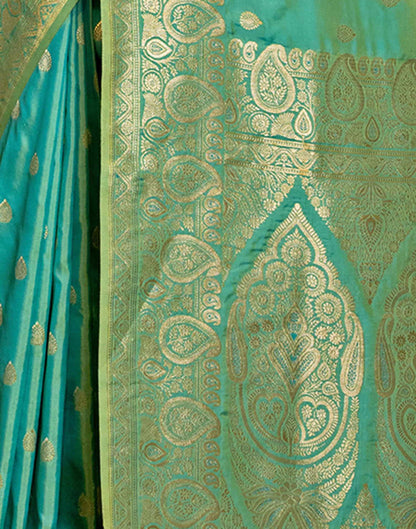 Teal Green Silk Weaving Banarasi Saree