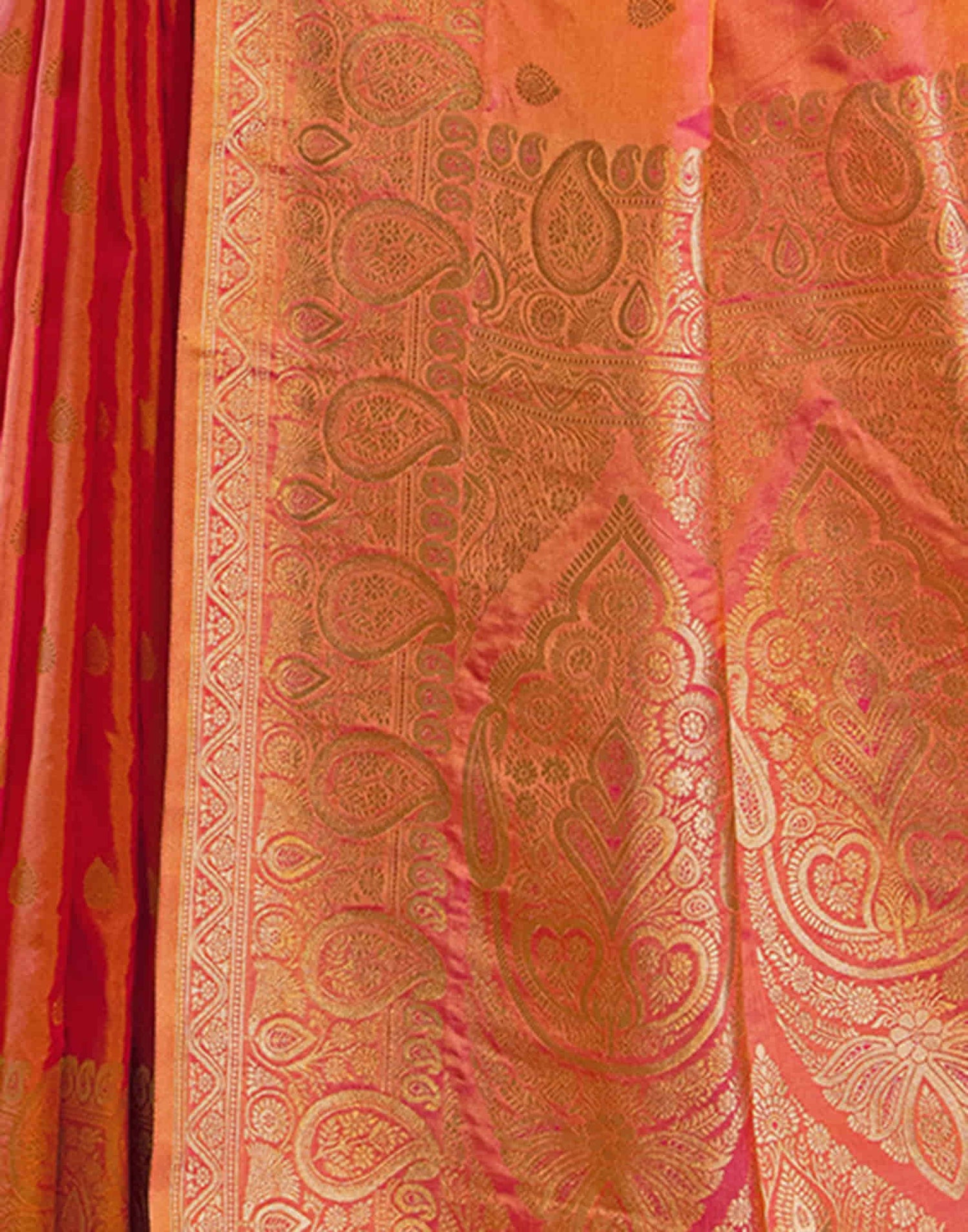 Orange Silk Weaving Banarasi Saree