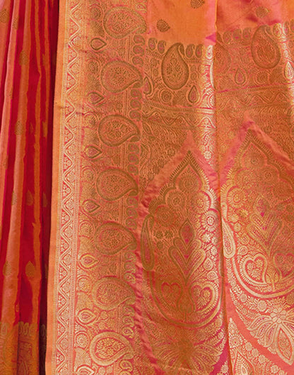 Orange Silk Weaving Banarasi Saree