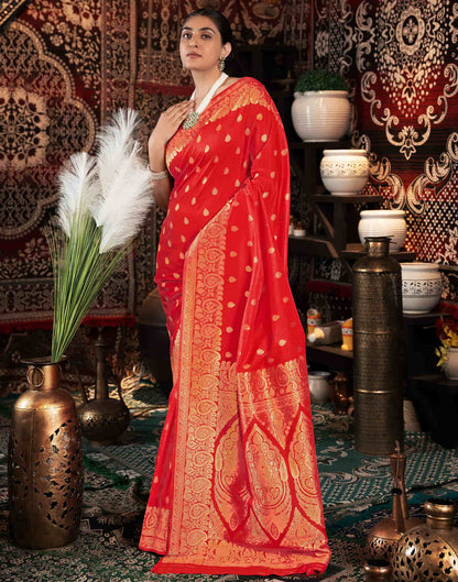 Red Silk Weaving Banarasi Saree