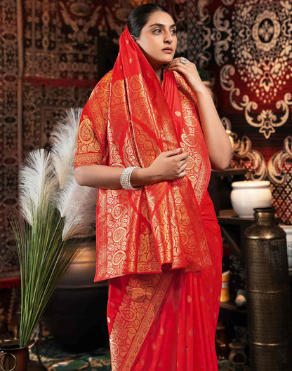 Red Silk Weaving Banarasi Saree