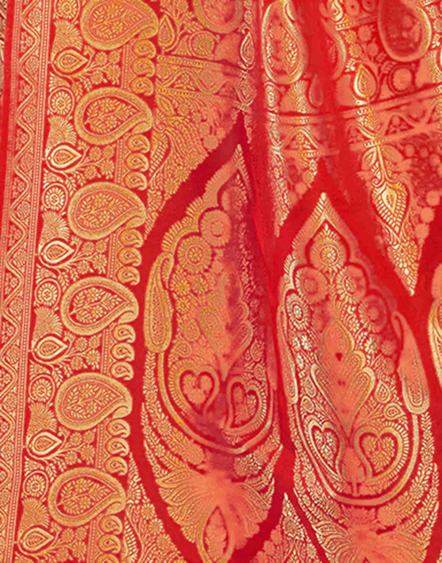 Red Silk Weaving Banarasi Saree