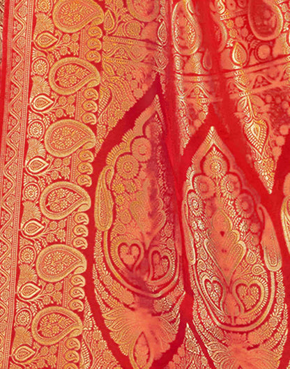 Red Silk Weaving Banarasi Saree