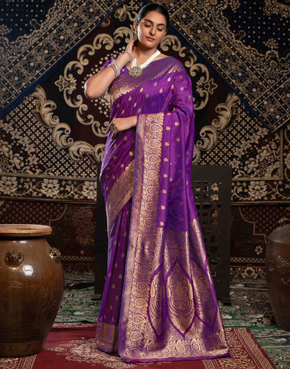 Purple Silk Weaving Banarasi Saree