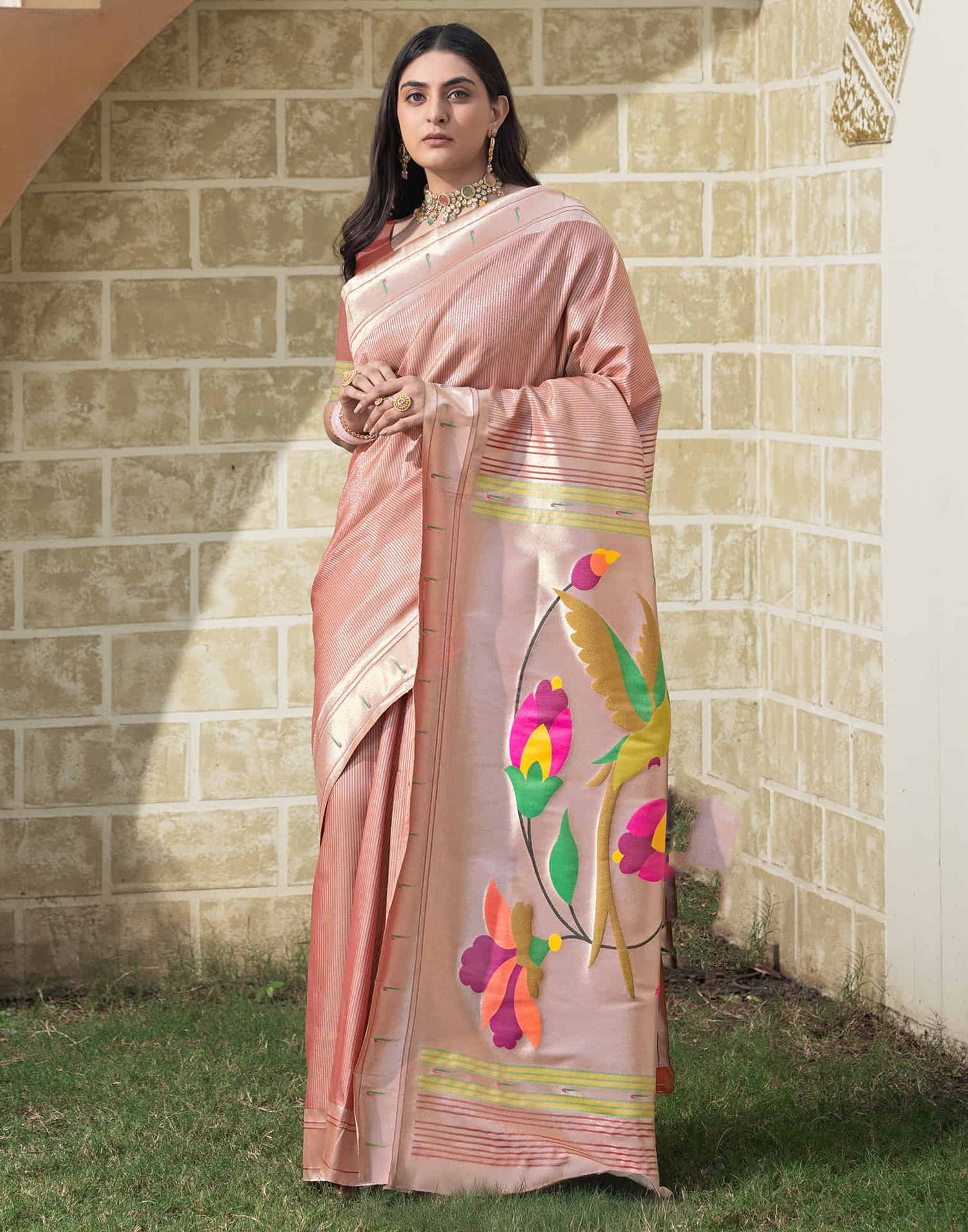 Maroon Silk Weaving Paithani Saree