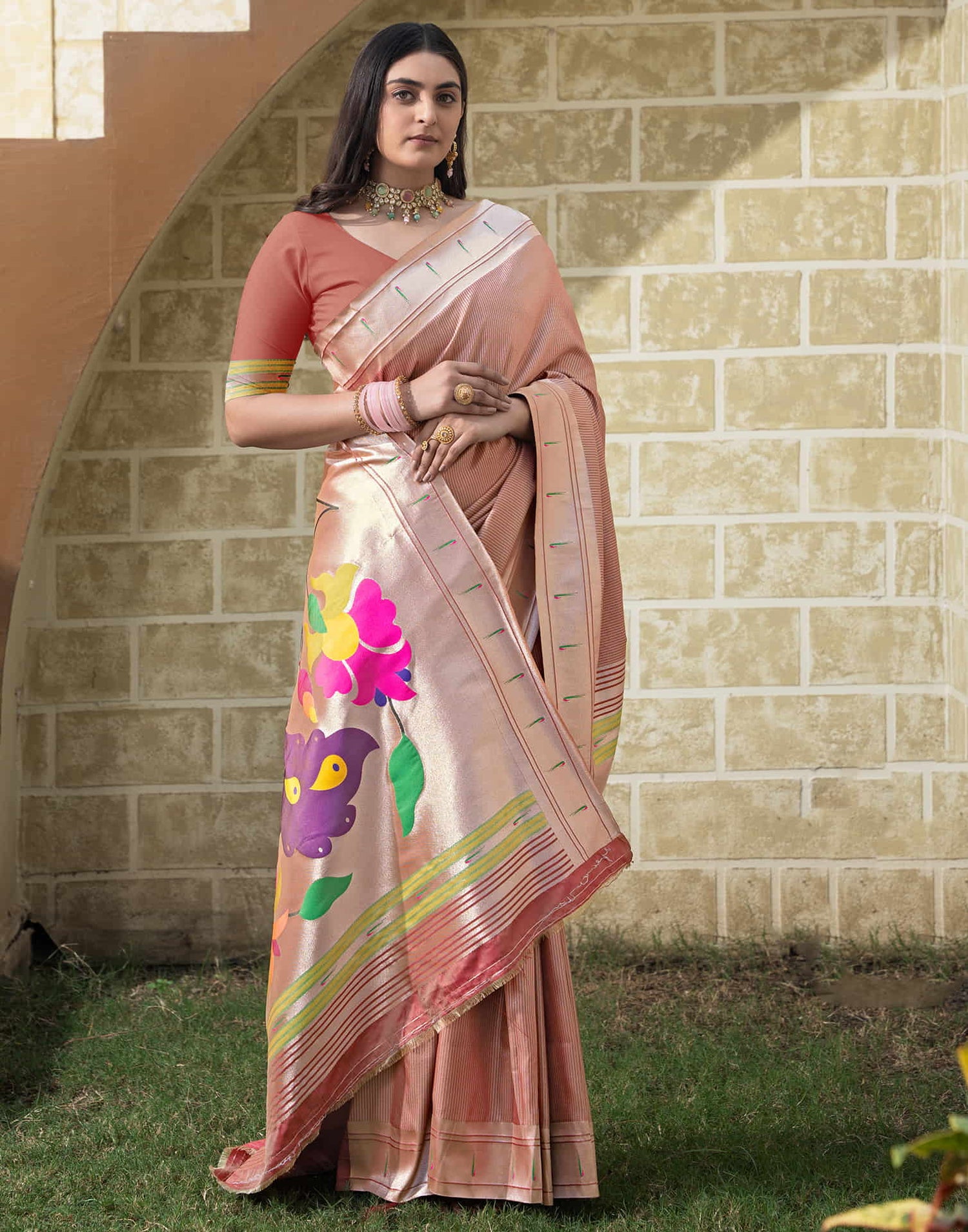 Maroon Silk Weaving Paithani Saree