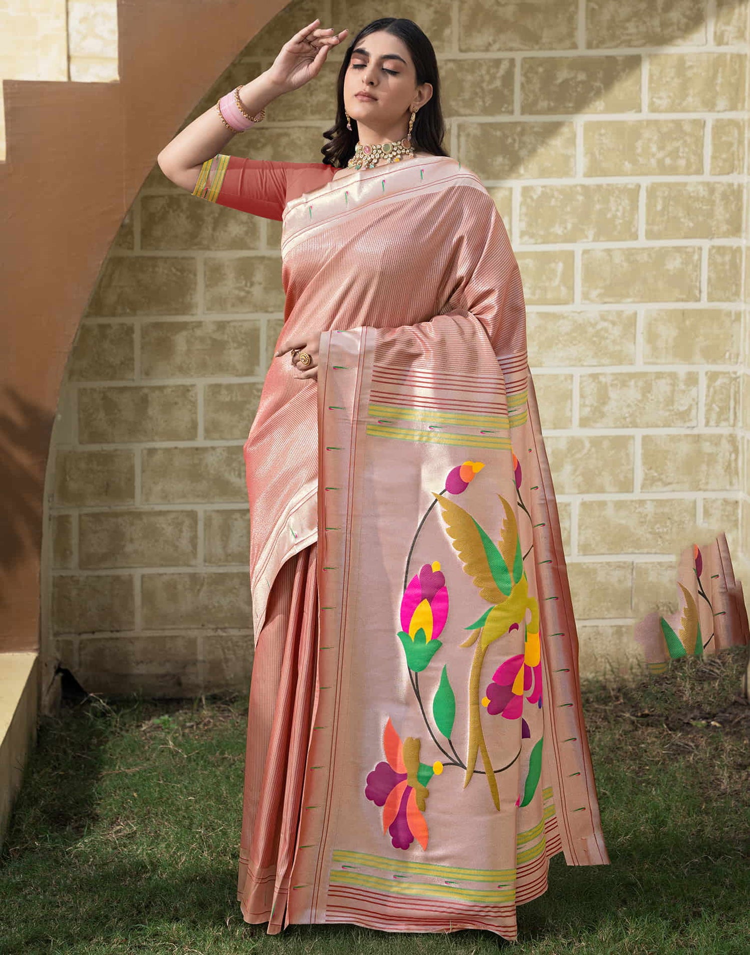 Maroon Silk Weaving Paithani Saree