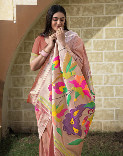 Maroon Silk Weaving Paithani Saree