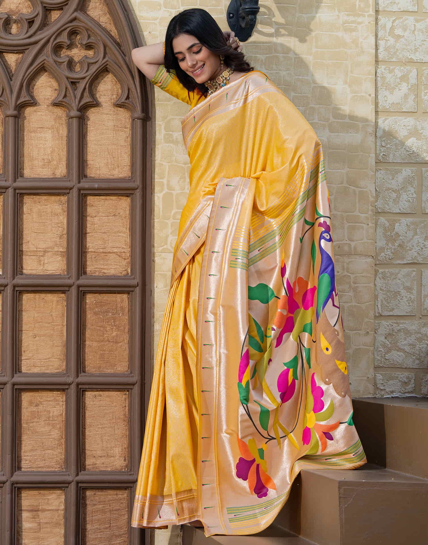 Yellow Silk Weaving Paithani Saree