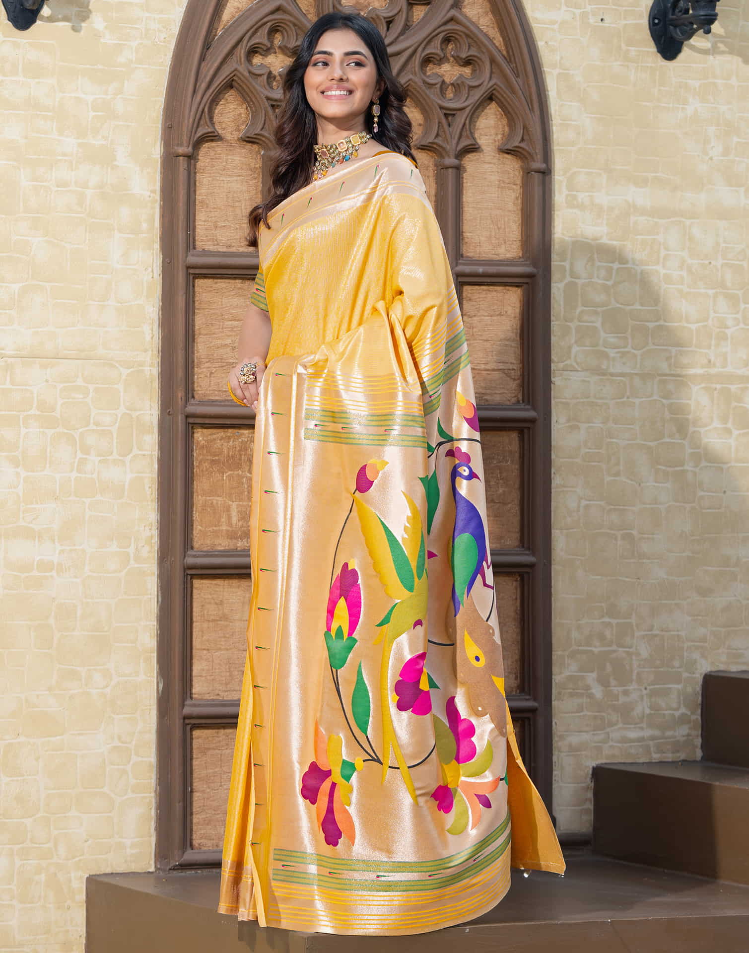 Yellow Silk Weaving Paithani Saree