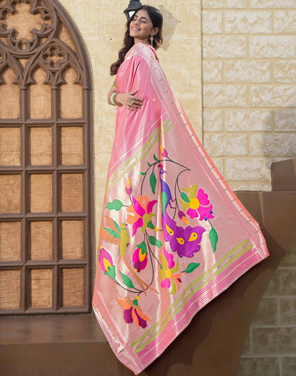 Pink Silk Weaving Paithani Saree