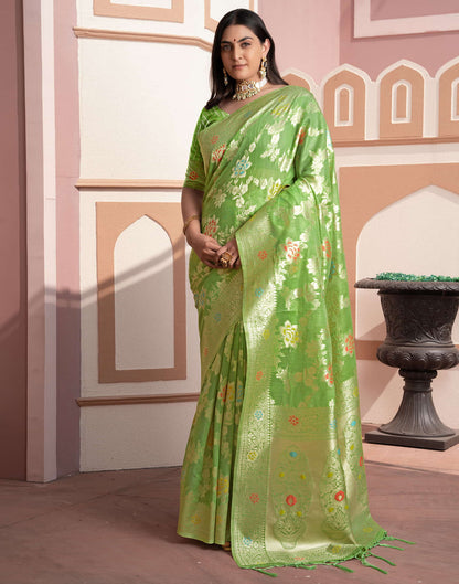 Green Silk Weaving Banarasi Saree