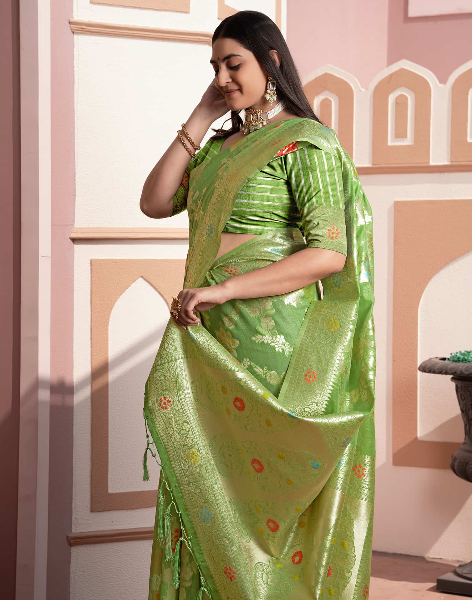 Green Silk Weaving Banarasi Saree