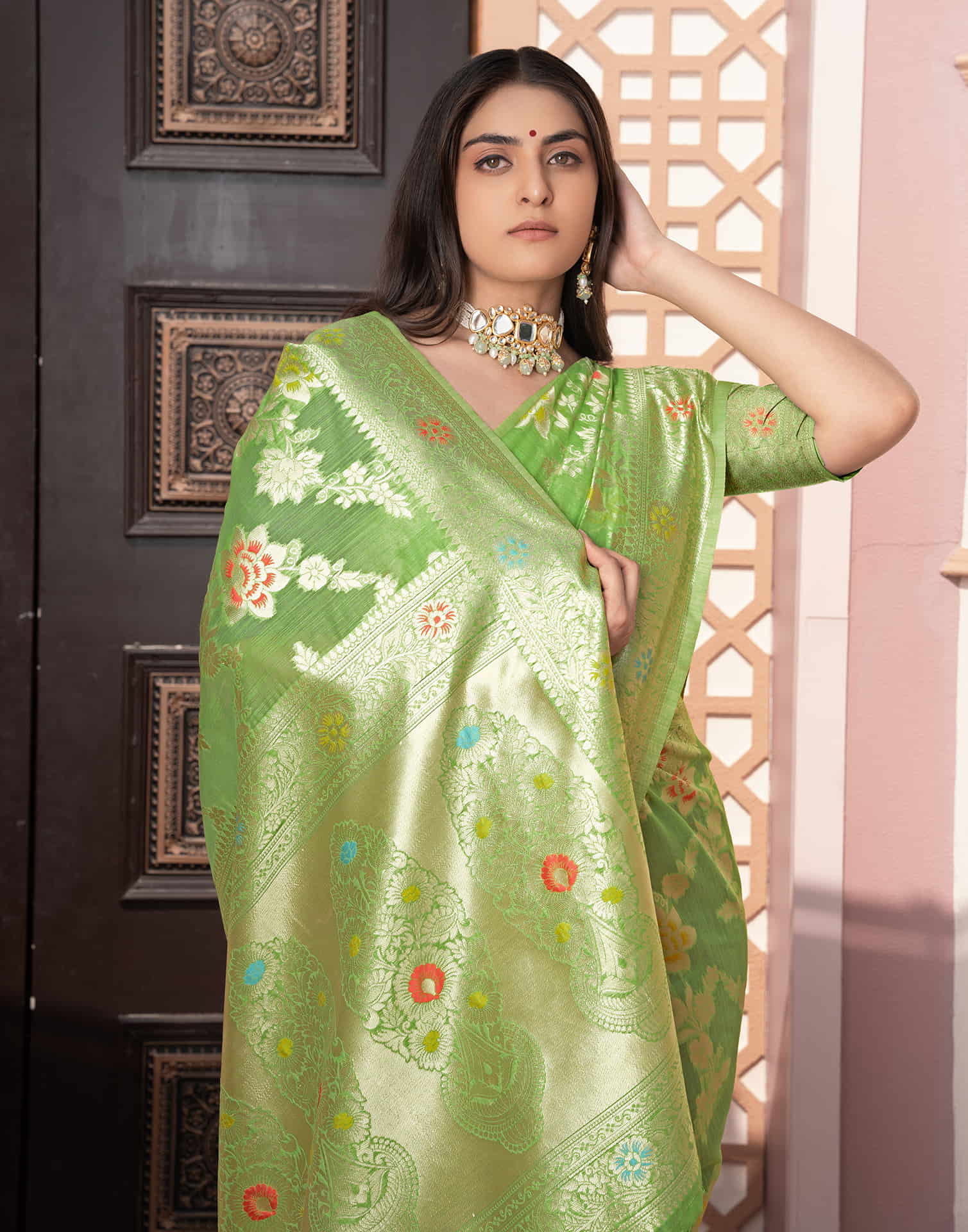 Green Silk Weaving Banarasi Saree