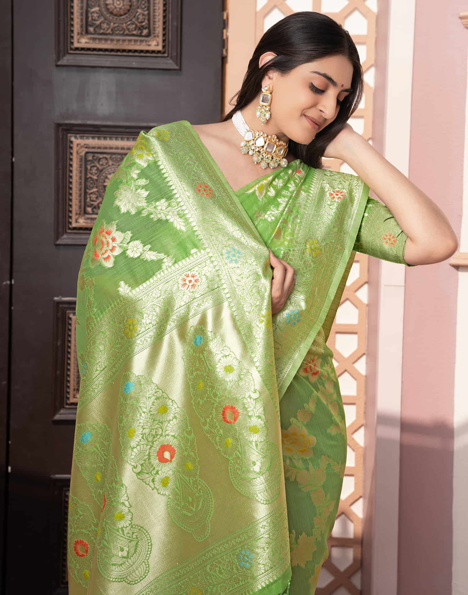 Green Silk Weaving Banarasi Saree