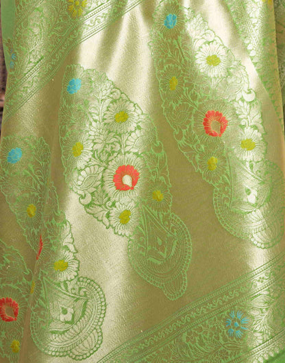 Green Silk Weaving Banarasi Saree