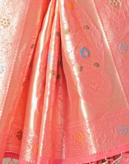 Rose Pink Silk Weaving Banarasi Saree